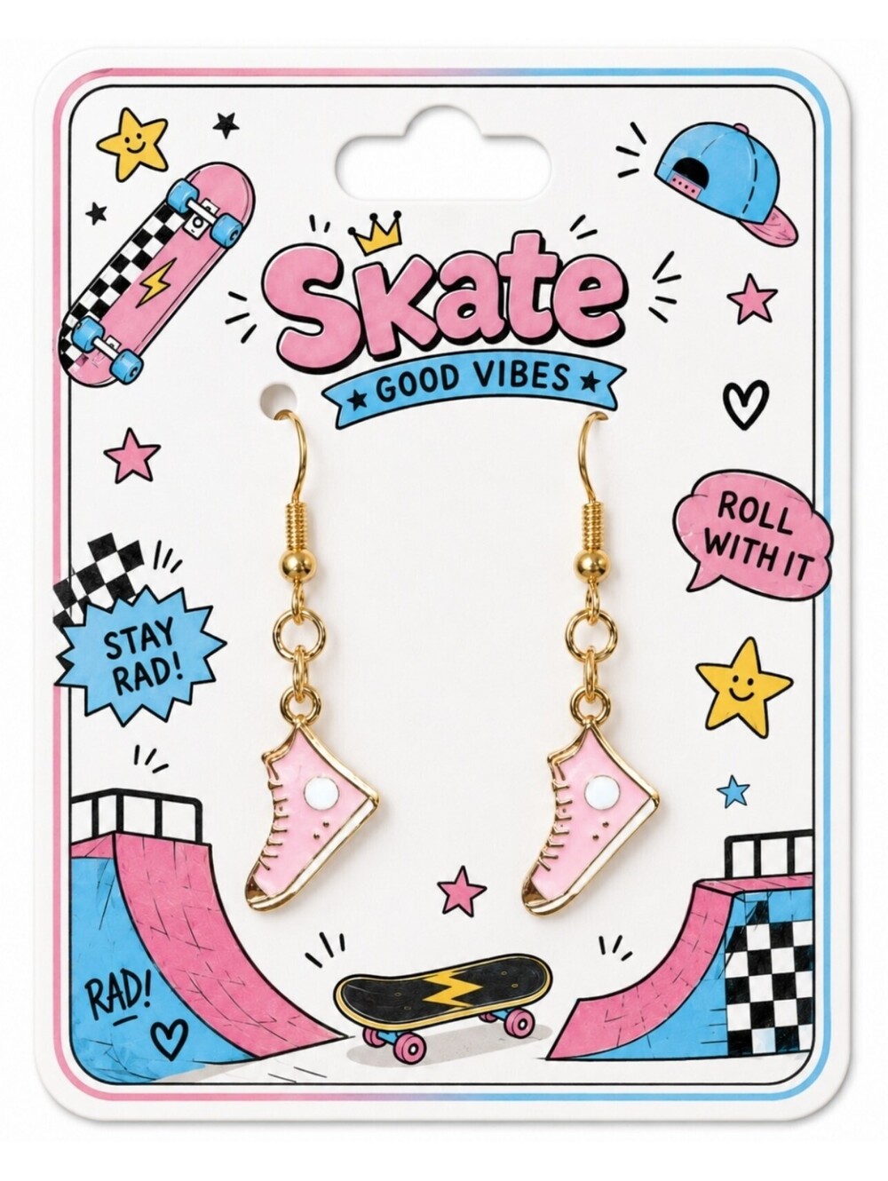 Converse All-star Skateboard Sneaker Gold Hypoallergenic Dangle Drop Earrings